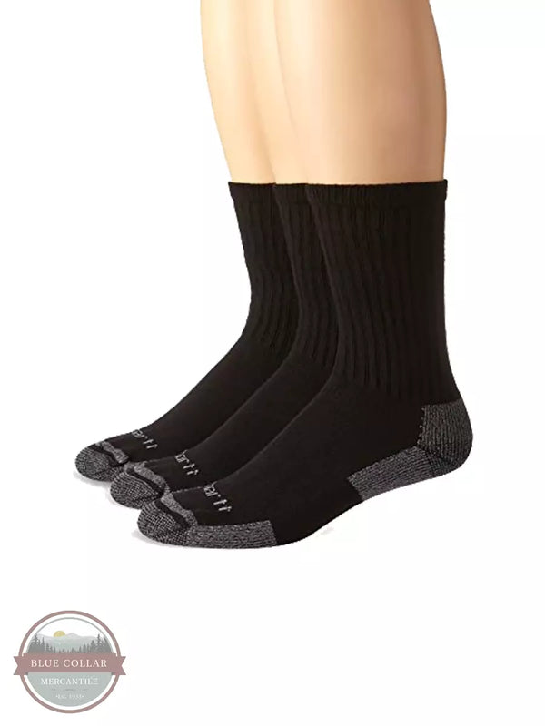 Carhartt SC6203M Midweight Cotton Blend Crew Sock 3-Pack Black Profile View