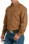 Cinch MTW1105669 Gold Diamond Print Long Sleeve Button Down Shirt Profile View