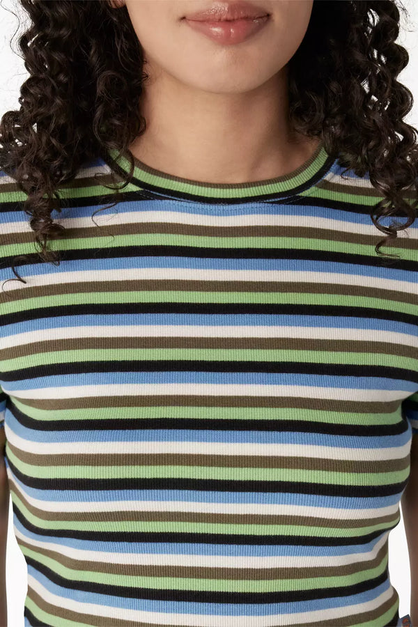 Dickies FSR51 Striped Cropped Baby T-Shirt Mint Military Explorer Detail View