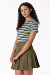 Dickies FSR51 Striped Cropped Baby T-Shirt Mint Military Explorer Side View