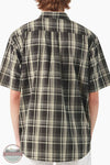 Dickies WS551 BLK Flex Short Sleeve Woven Plaid Work Shirt in Black Back View