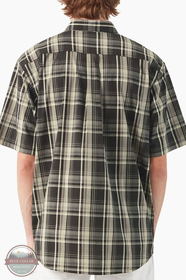Dickies WS551 BLK Flex Short Sleeve Woven Plaid Work Shirt in Black Back View