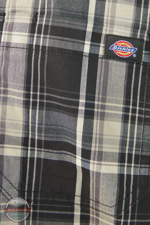 Dickies WS551 BLK Flex Short Sleeve Woven Plaid Work Shirt in Black