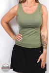 French Laundry MS35729S Scoop Neck Tank Top Olive Front View