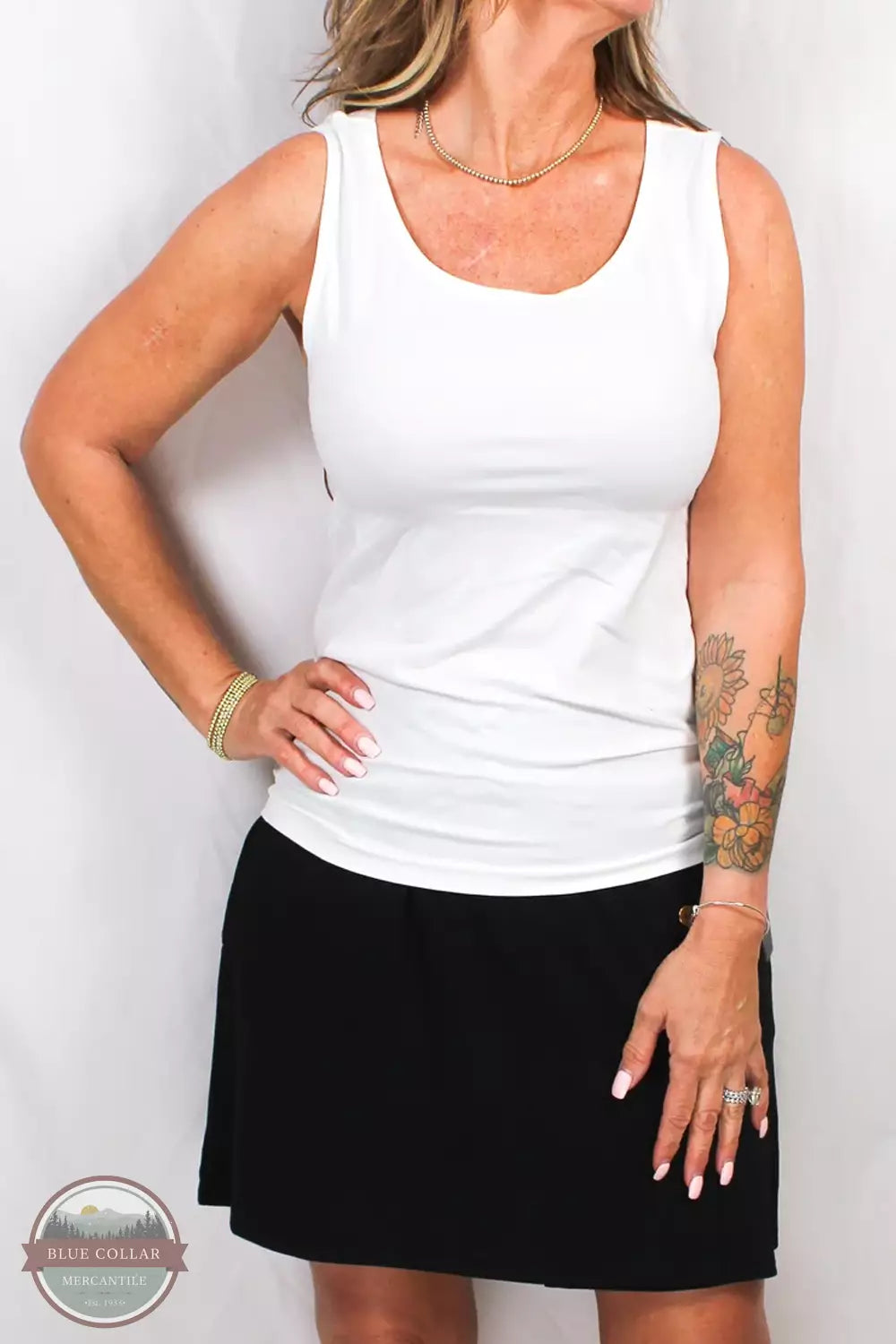 French Laundry MS35729S Scoop Neck Tank Top White Front View