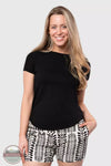 Hanna + Gracie NK1138PA Crew Neck Hi-Lo Hem T-Shirt Black Front View. This item is available in multiple colors.