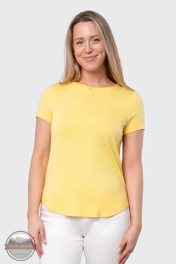 Hanna + Gracie NK1138PA Crew Neck Hi-Lo Hem T-Shirt Lemon Drop Front View