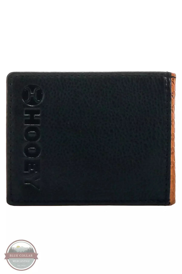 Hooey HFBF002-TNBR Hands Up Basket Weave Front Pocket Bifold Wallet in Tan with Black Leather Back View