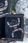 Hooey HFW018-BK Original Bifold Money Clip Wallet in Black with Lakota Print Life View