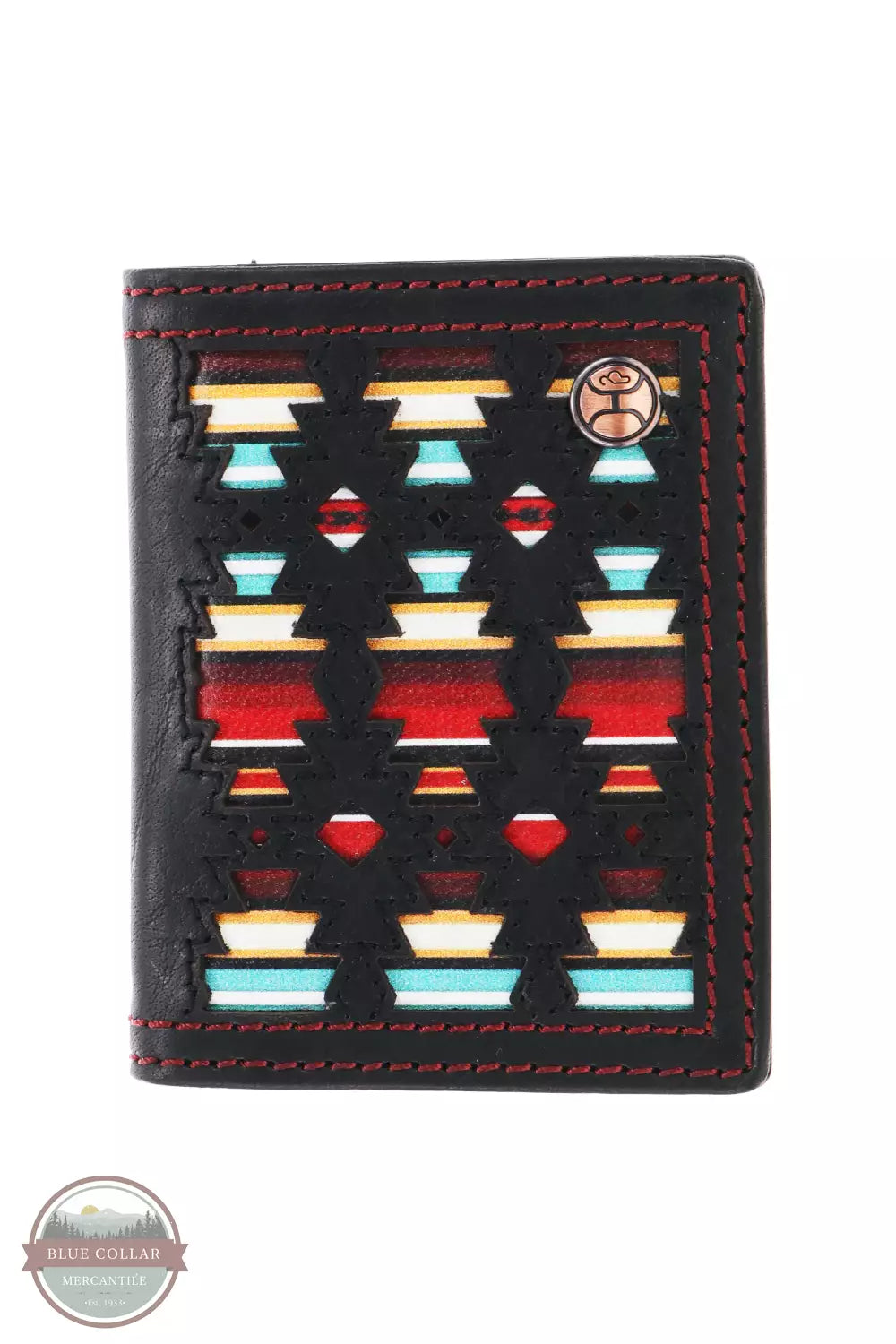 Hooey HFW023-SPBK Sunizona Knockout Bi-Fold Wallet Money Clip in Black with Serape Front View