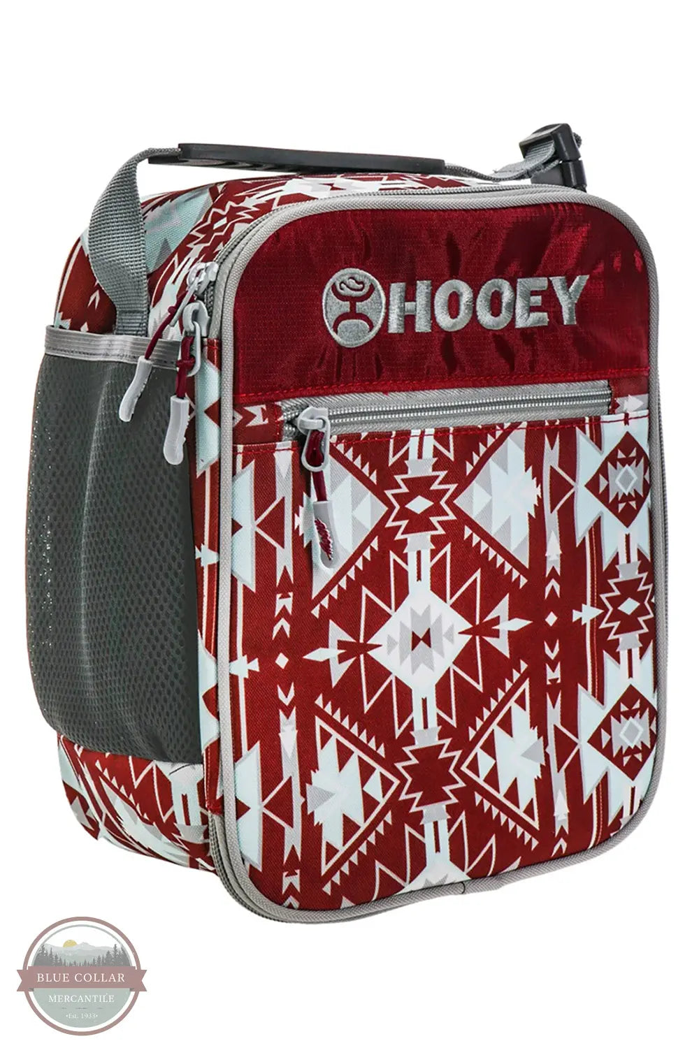 Hooey HLB005-BUGY Burgundy and Grey Aztec Print Lunch Box main image