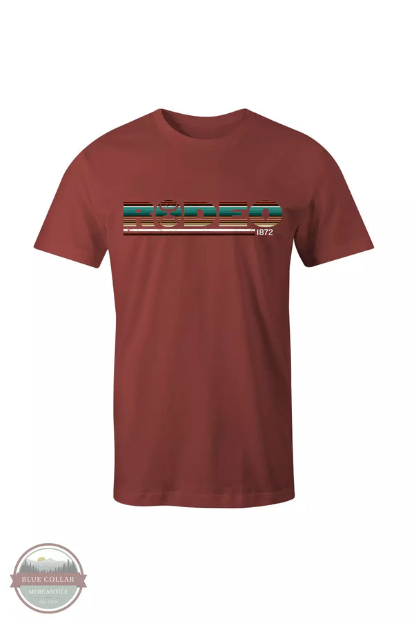 Hooey HT1532CM Rodeo Short Sleeve Graphic T-Shirt in Crimson with Serape Front View