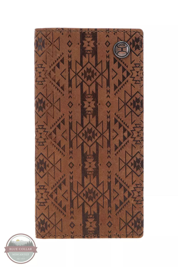 Hooey HW021-TNBR Monterey Aztec Embossed Rodeo Checkbook Wallet in Brown Front View