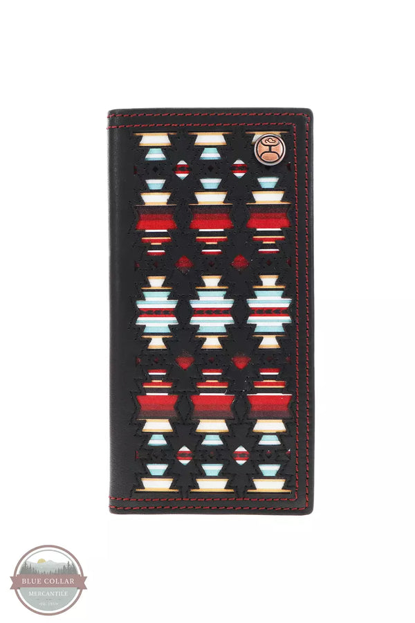 Hooey HW023-SPBK Sunizona Knockout Serape Print Rodeo Checkbook Wallet in Black Front View
