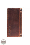 Hooey HW030-BRTN War Paint Brown/Tan Hand Tooled Aztec Feather Filigree Rodeo Checkbook Wallet Back View