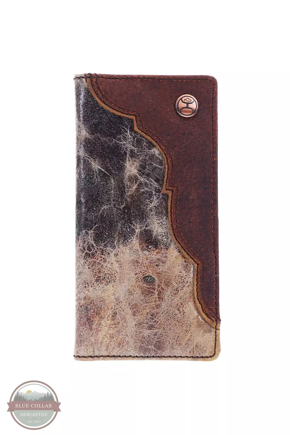 Hooey HW032-BRTN Chisholm Tricolor Western Corner Rodeo Checkbook Wallet Front View