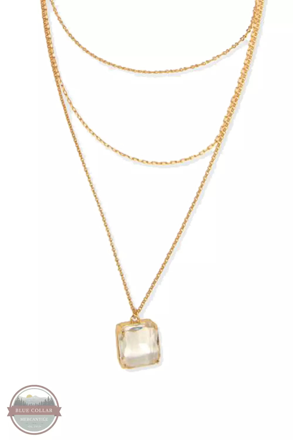 Joy Susan 338-243NG Three Row Large Square Crystal Pendant Necklace Detail View