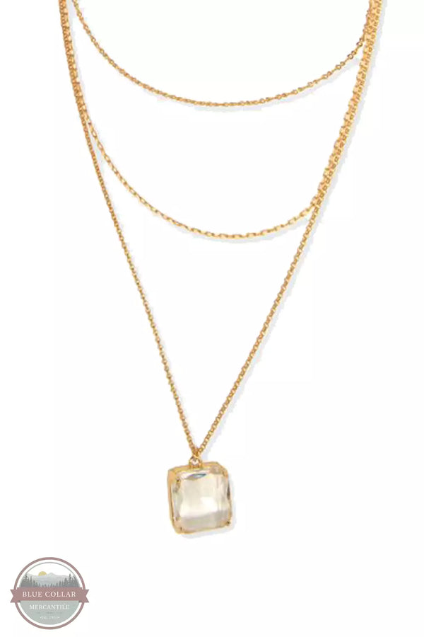 Joy Susan 338-243NG Three Row Large Square Crystal Pendant Necklace Detail View