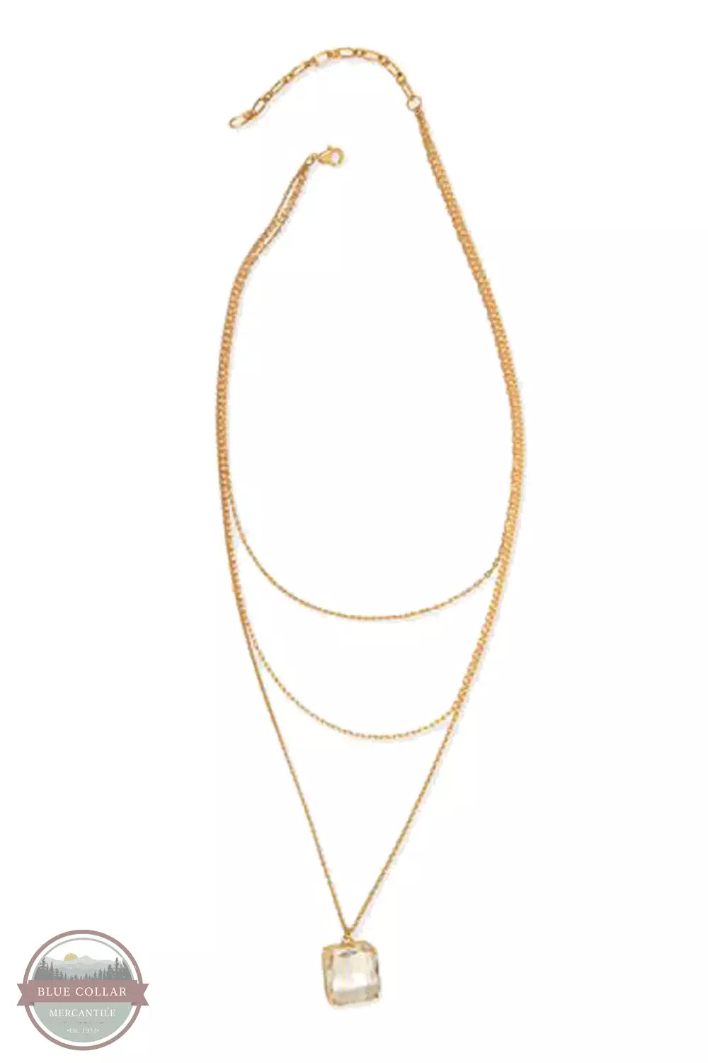 Joy Susan 338-243NG Three Row Large Square Crystal Pendant Necklace Front View