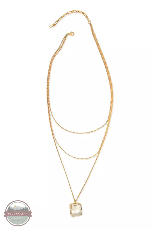 Joy Susan 338-243NG Three Row Large Square Crystal Pendant Necklace Front View
