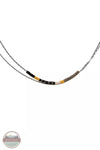 Joy Susan 341/06 Gold Two Row Chain with Beads Necklace Silver & Black Front View