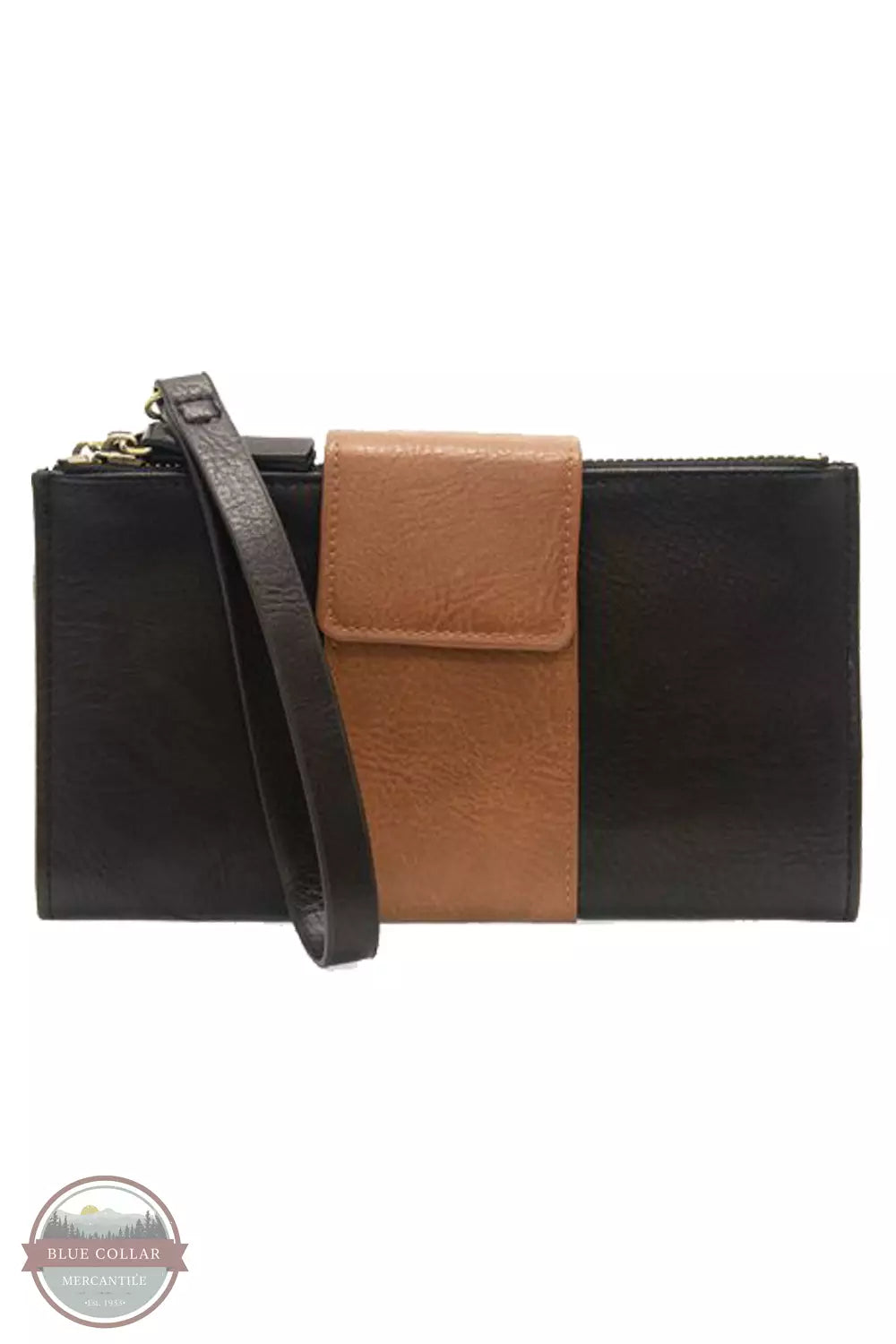 Joy Susan L8162 Camryn Colorblock Wallet Crossbody Bag Black / Chicory Front View