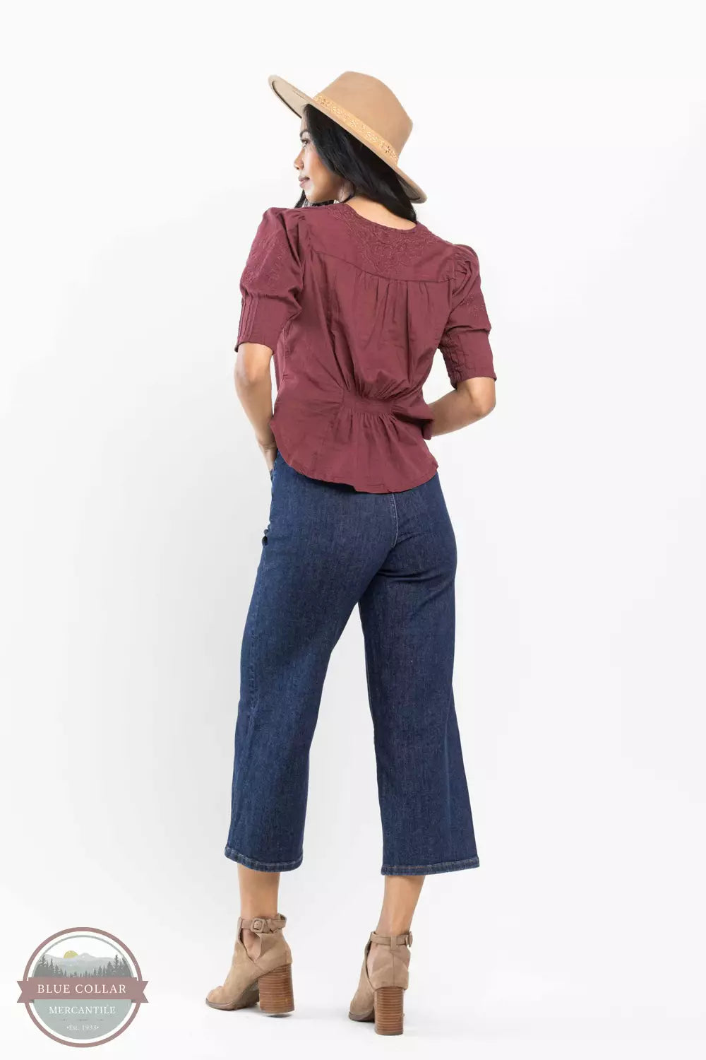 Judy Blue 88716REG Tummy Control Wide Leg Crop Jeans Back View