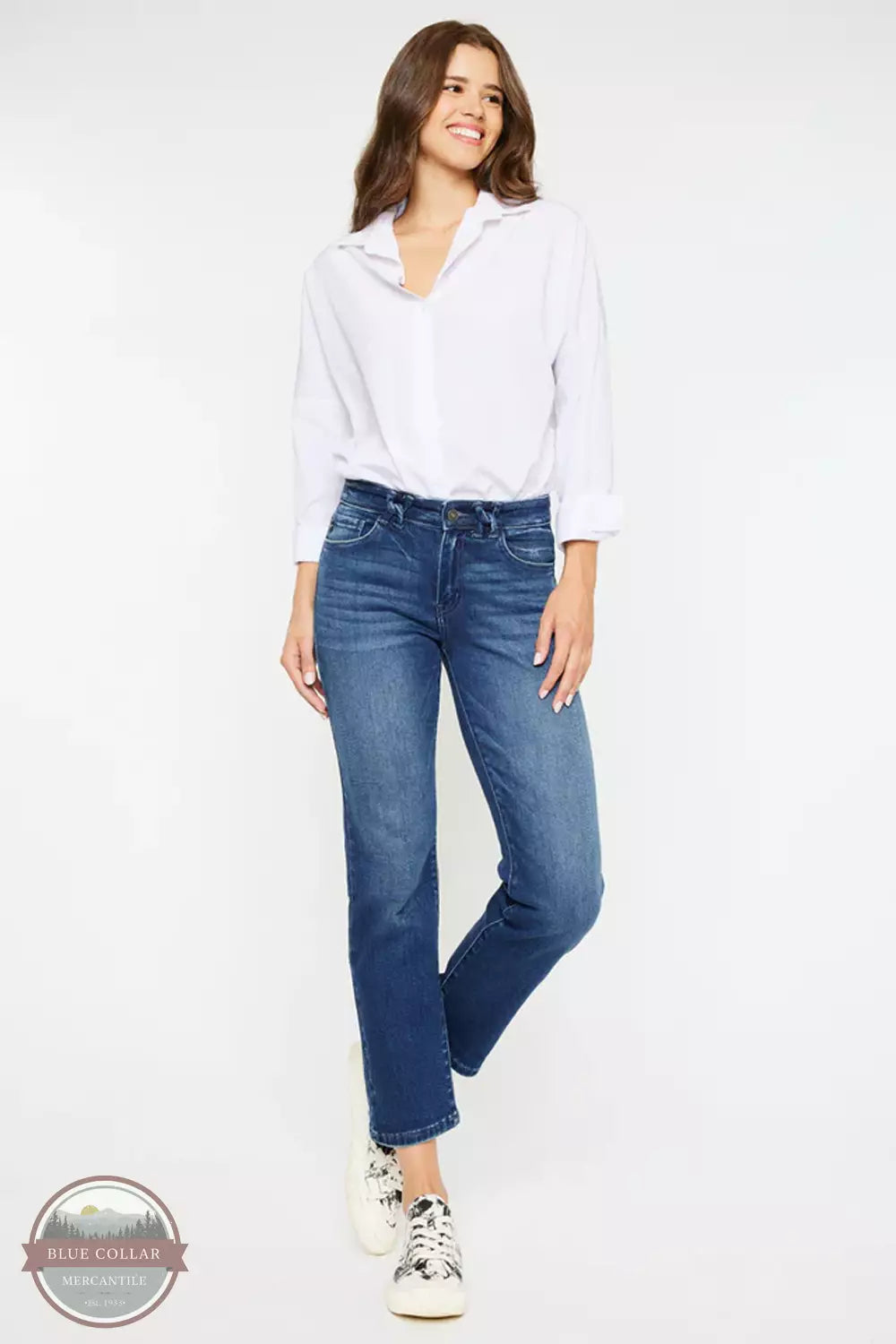Kancan KC2567D Dolores Mid Rise Slim Straight Jeans Front View
