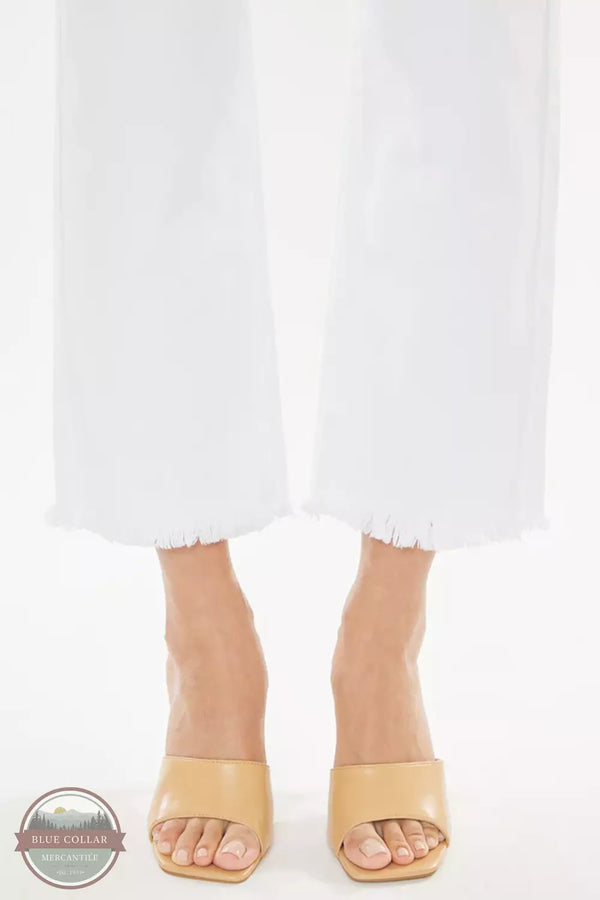 Kancan KC7392WT-OP Cammie High Rise Straight Leg Jeans in White Hem Detail View