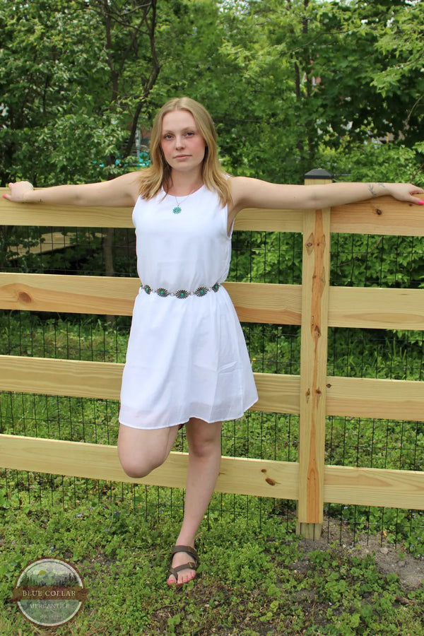Keren Hart 46014 WHT White Crinkle Sleeveless Dress front view