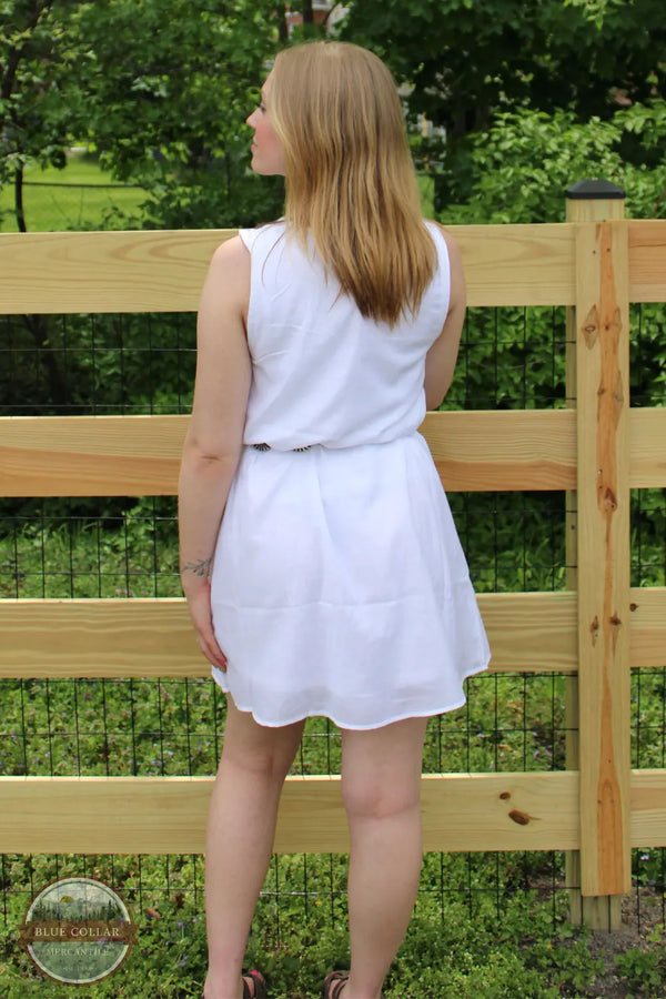Keren Hart 46014 WHT White Crinkle Sleeveless Dress rear view