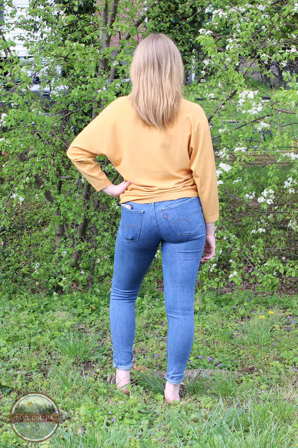 Keren Hart 26082 Boat Neck Long Dolman Sleeve Shirt Mustard Back View