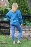 Keren Hart 26082 Boat Neck Long Dolman Sleeve Shirt Teal Back View