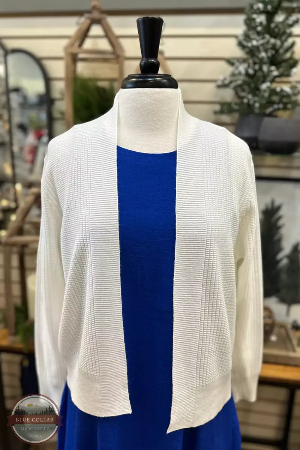Keren Hart 36026 Long Sleeve Open Front Cardigan Eggshell Front View