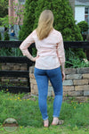 Keren Hart 76020 Faded Wash 3/4 Sleeve Shirt Peach Back View