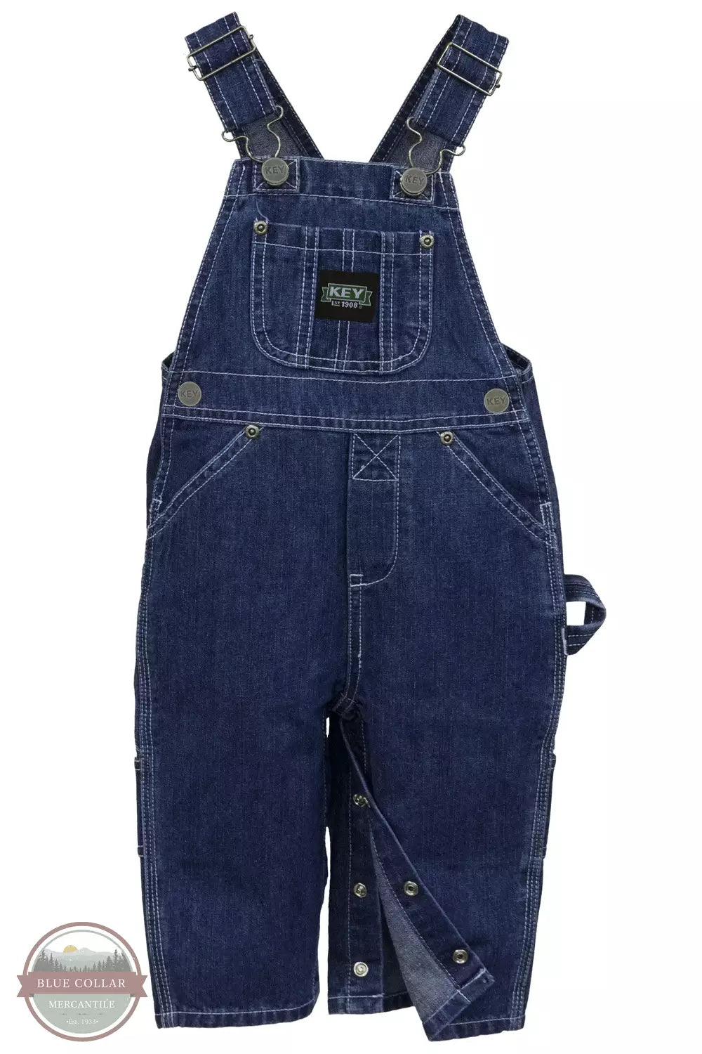 Key 223.45 Infant Bib Overalls in Denim Front View