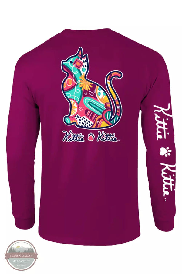 Kittie Kittie PKK0179 Abstract Kittie Long Sleeve T-Shirt in Berry Back View