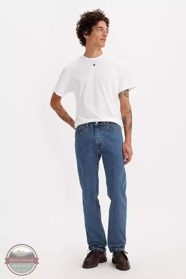 Levi's 505-4891 505 Regular Fit Straight Leg Jeans in Medium Stone Wash Front View