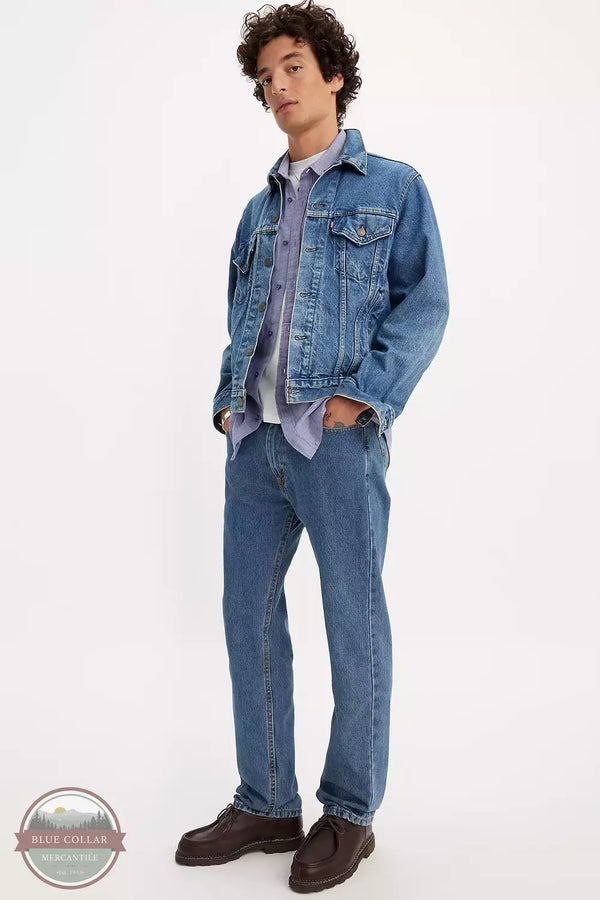 Levi's 505-4891 505 Regular Fit Straight Leg Jeans in Medium Stone Wash Life View