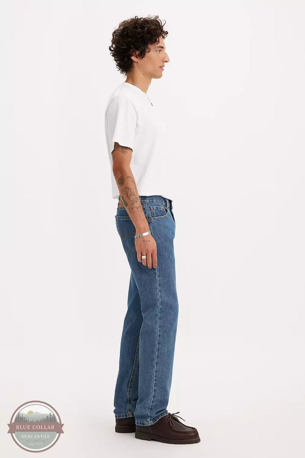 Levi's 505-4891 505 Regular Fit Straight Leg Jeans in Medium Stone Wash Side View