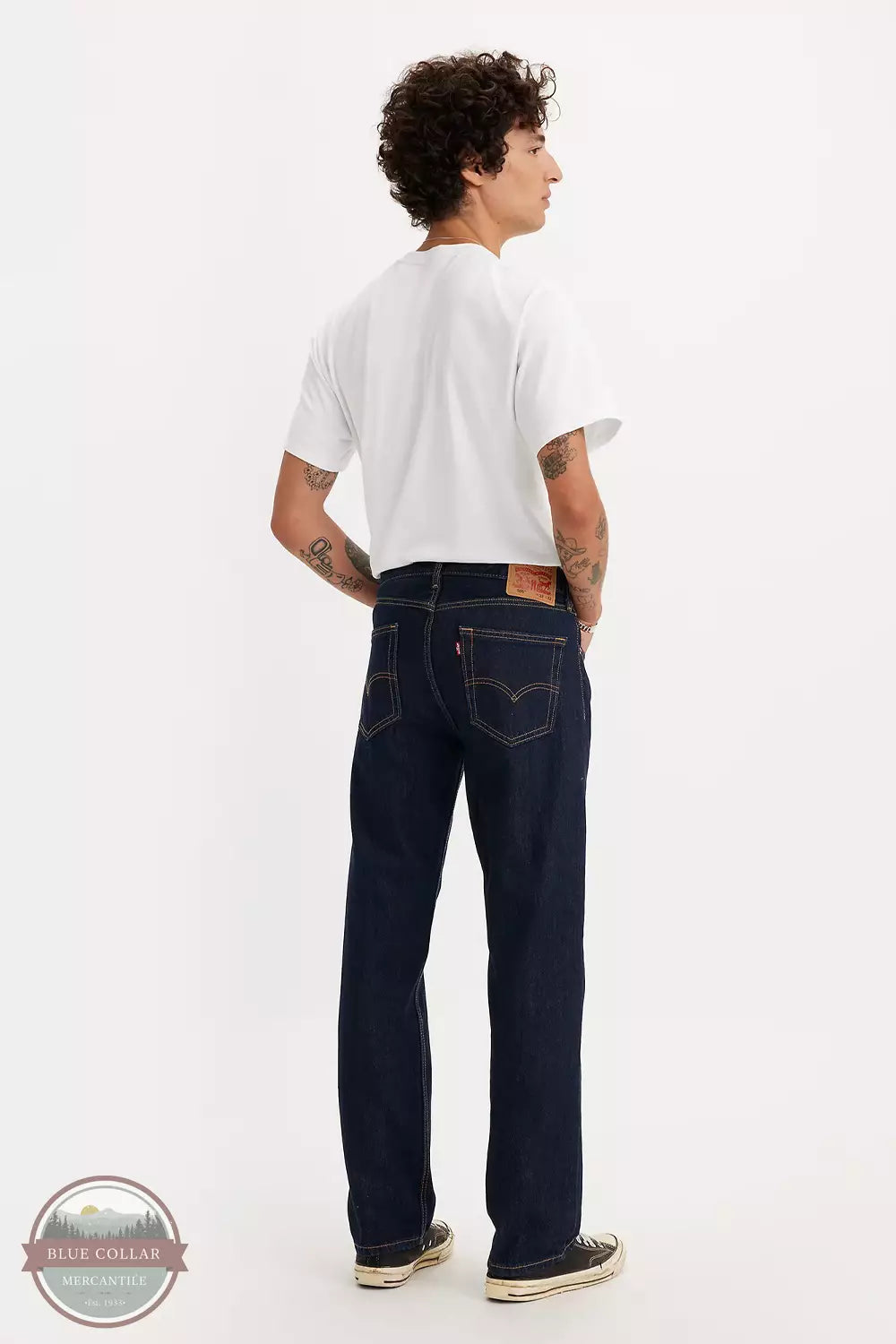 Levi's 505-0216 Regular Fit Straight Leg Jeans in Dark Wash Back View