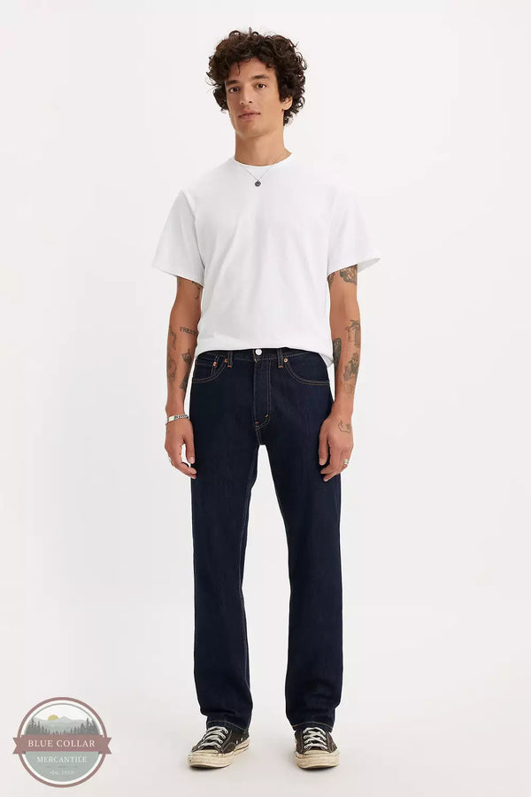 Levi's 505-0216 Regular Fit Straight Leg Jeans in Dark Wash Front View