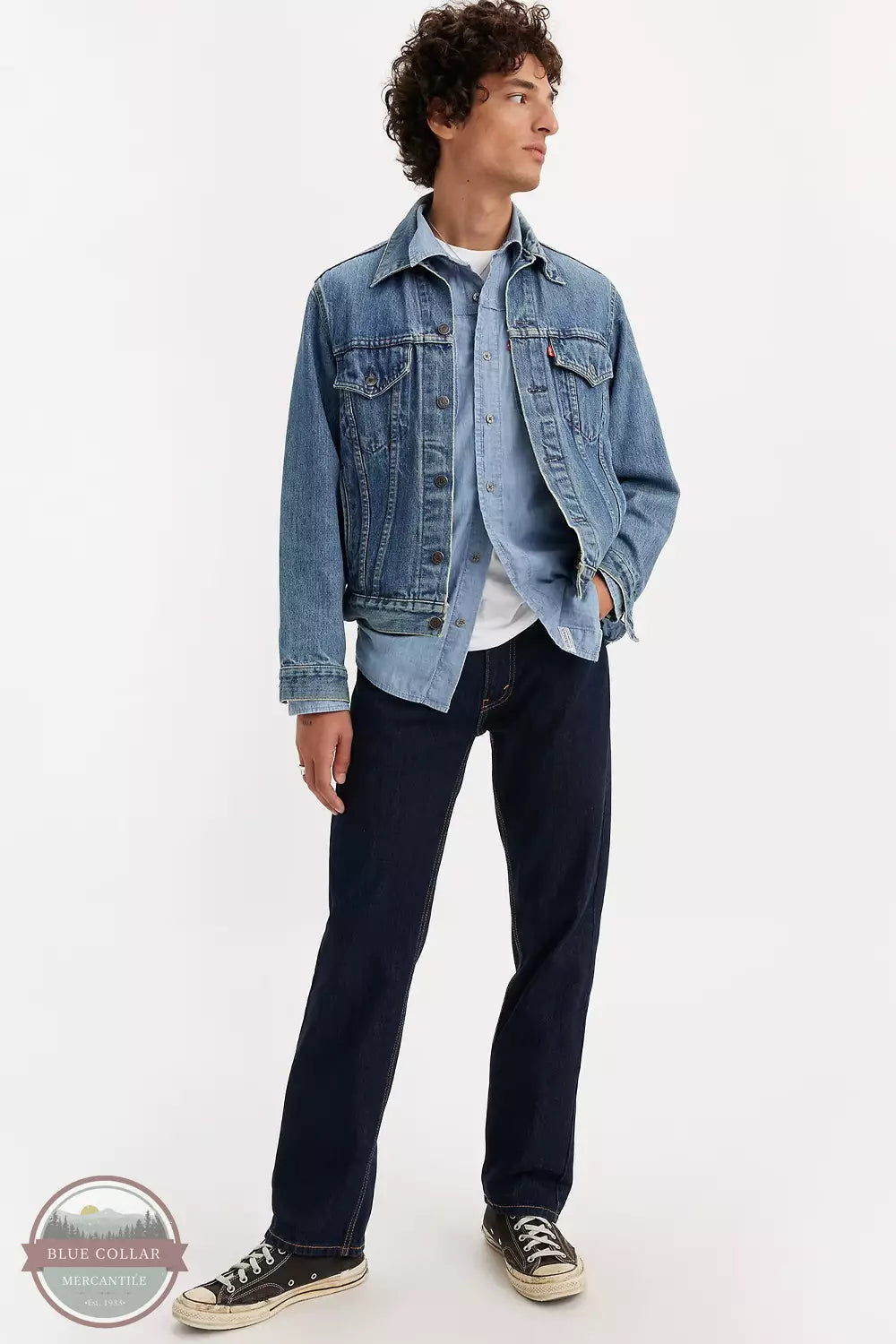 Levi's 505-0216 Regular Fit Straight Leg Jeans in Dark Wash Life View