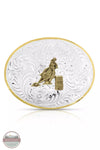 Montana Silversmith 5007-649 Petite Two-Tone Engraved Buckle with Barrel Racer Front View