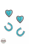 Montana Silversmiths ER5807 Turquoise Heart & Horseshoe Earring Set Front View