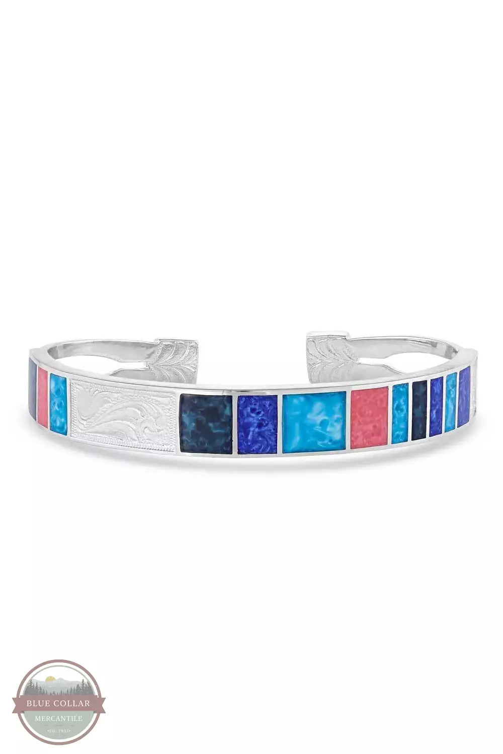 Montana Silversmiths WBC5093 Wrangler Legends Denim Mosaic Cuff Bracelet Top View