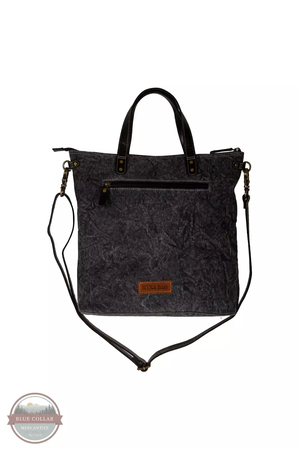 Myra Bag S-8172 Cavender Floral Canvas Tote Bag in Black Back View