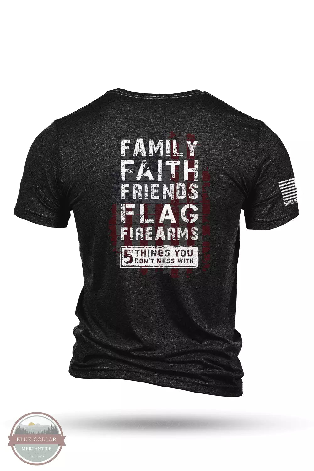 Nine Line 5THINGS-TSTRI 5 Things Tri-Blend Short Sleeve T-Shirt Charcoal Black Back View