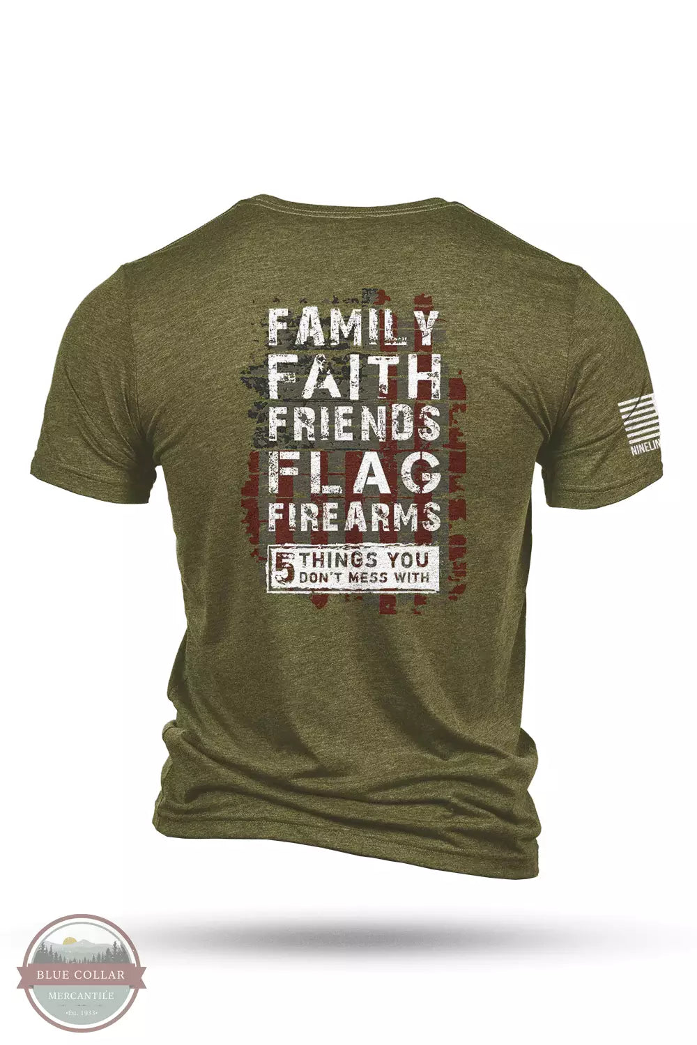 Nine Line 5THINGS-TSTRI 5 Things Tri-Blend Short Sleeve T-Shirt Olive Back View