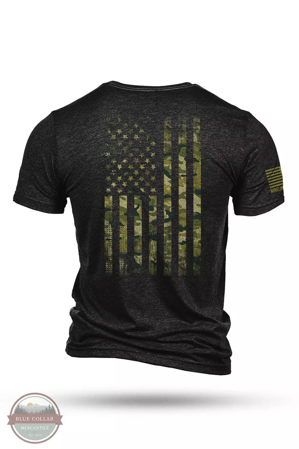 Nine Line AMERCAMO-TSTRI-CHARCOALBLACK American Camo Tri-Blend Short Sleeve T-Shirt in Charcoal Black Back View